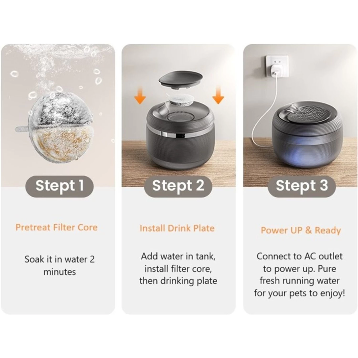 GroovyPets 2.5-L Translucent Pet Drinking Water Fountain Waterer For Cats & Dogs - Image 4