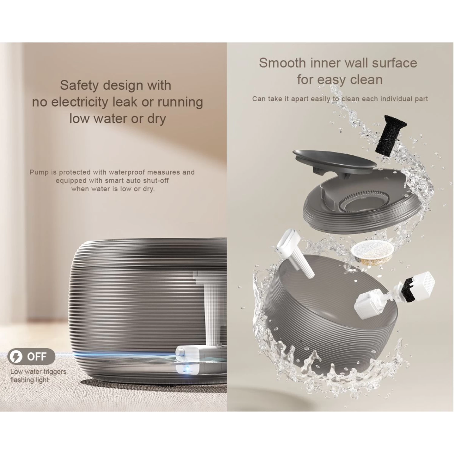 GroovyPets 2.5-L Translucent Pet Drinking Water Fountain Waterer For Cats & Dogs - Image 7