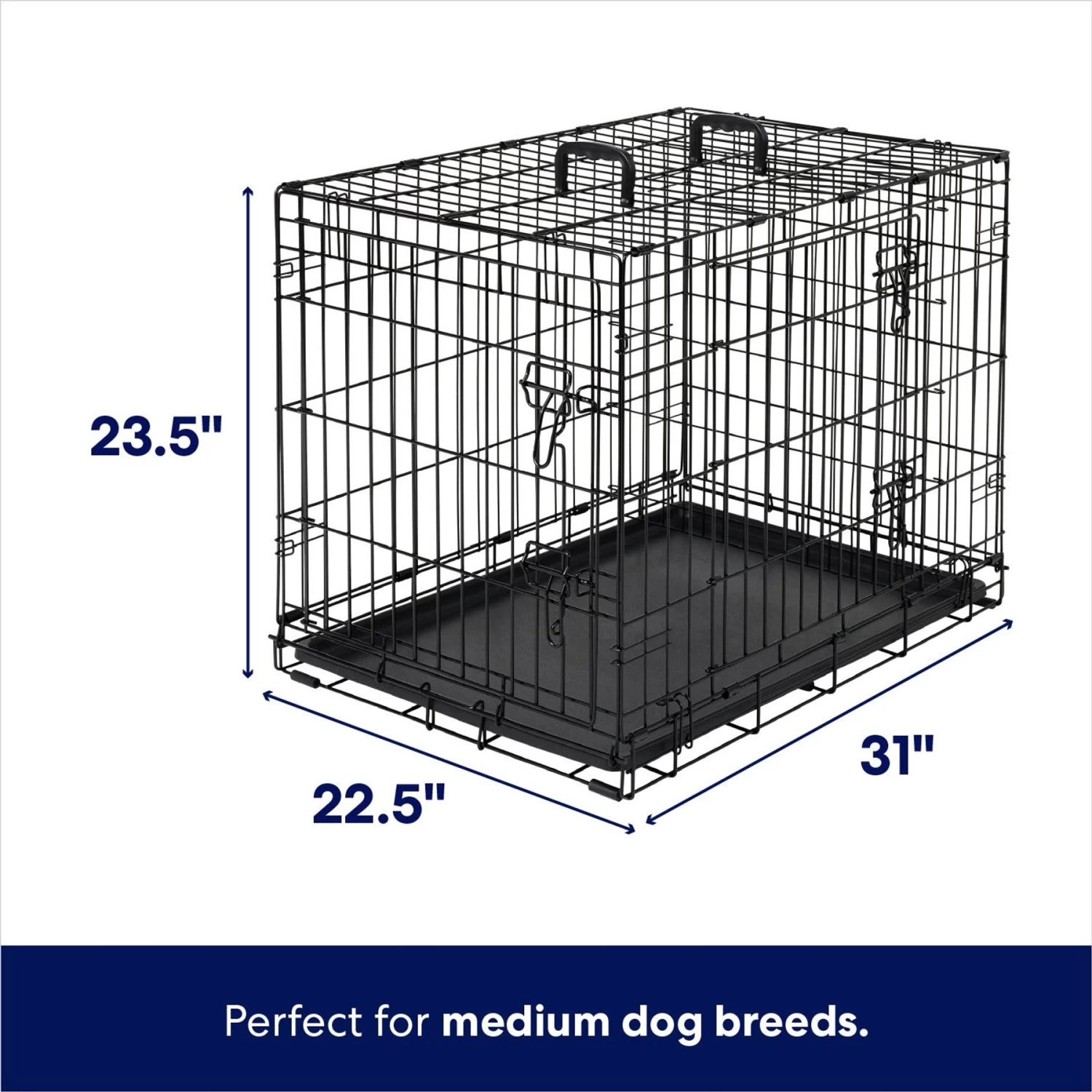 Frisco Heavy Duty Fold & Carry Double Door Collapsible Wire Dog Crate - Image 2