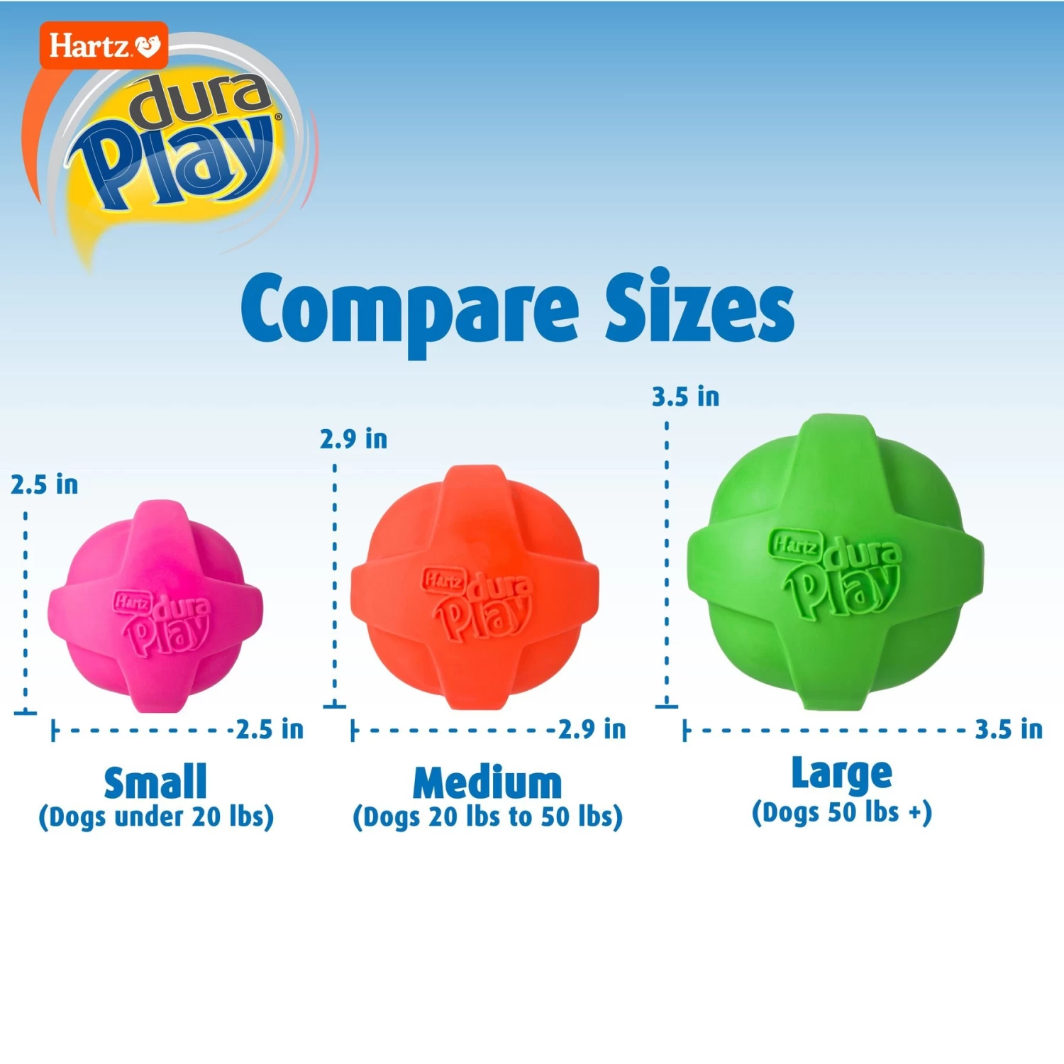Hartz Dura Play Ball Squeaky Latex Dog Toy, Color Varies - Image 3