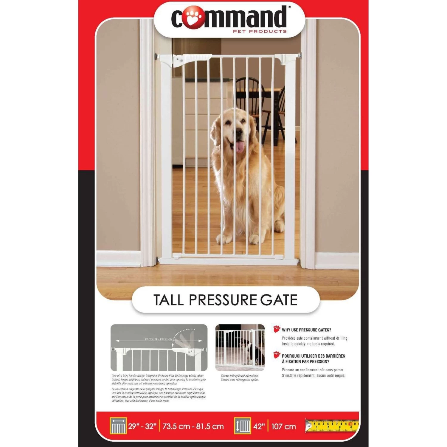 Command Pet Products 42" Tall Pressure Mounted Pet Gate, White - Image 5