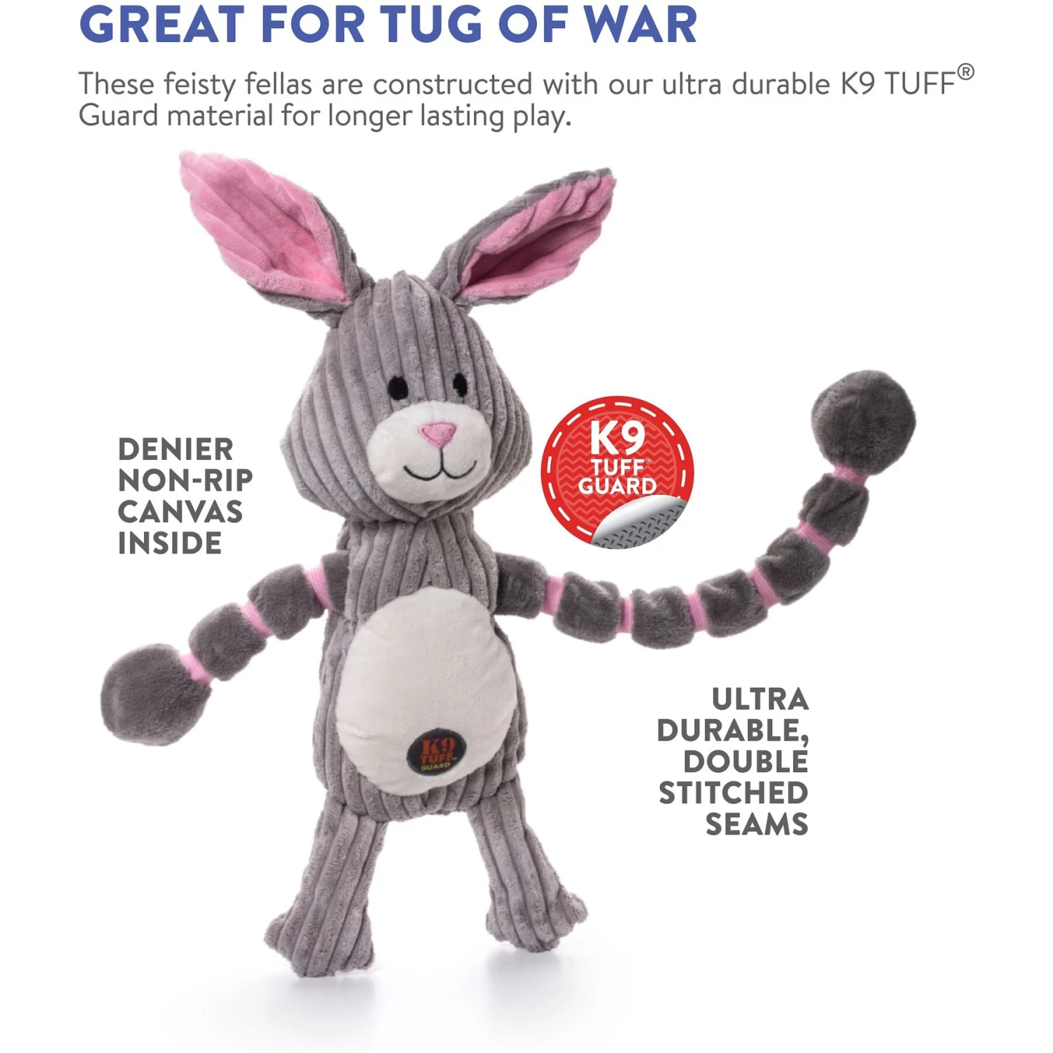 Charming Pet Thunda Tugga Bunny Squeaky Plush Dog Toy - Image 4