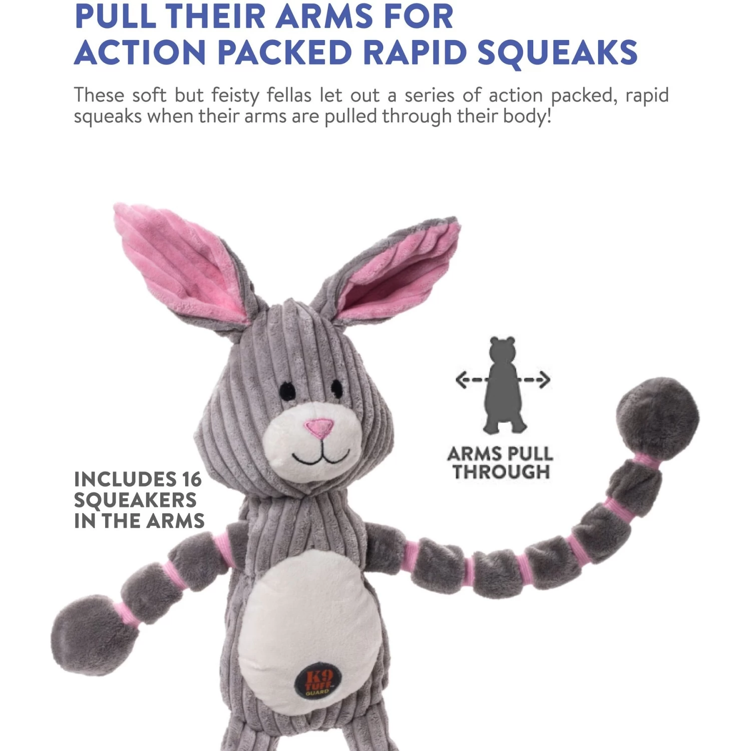 Charming Pet Thunda Tugga Bunny Squeaky Plush Dog Toy - Image 5