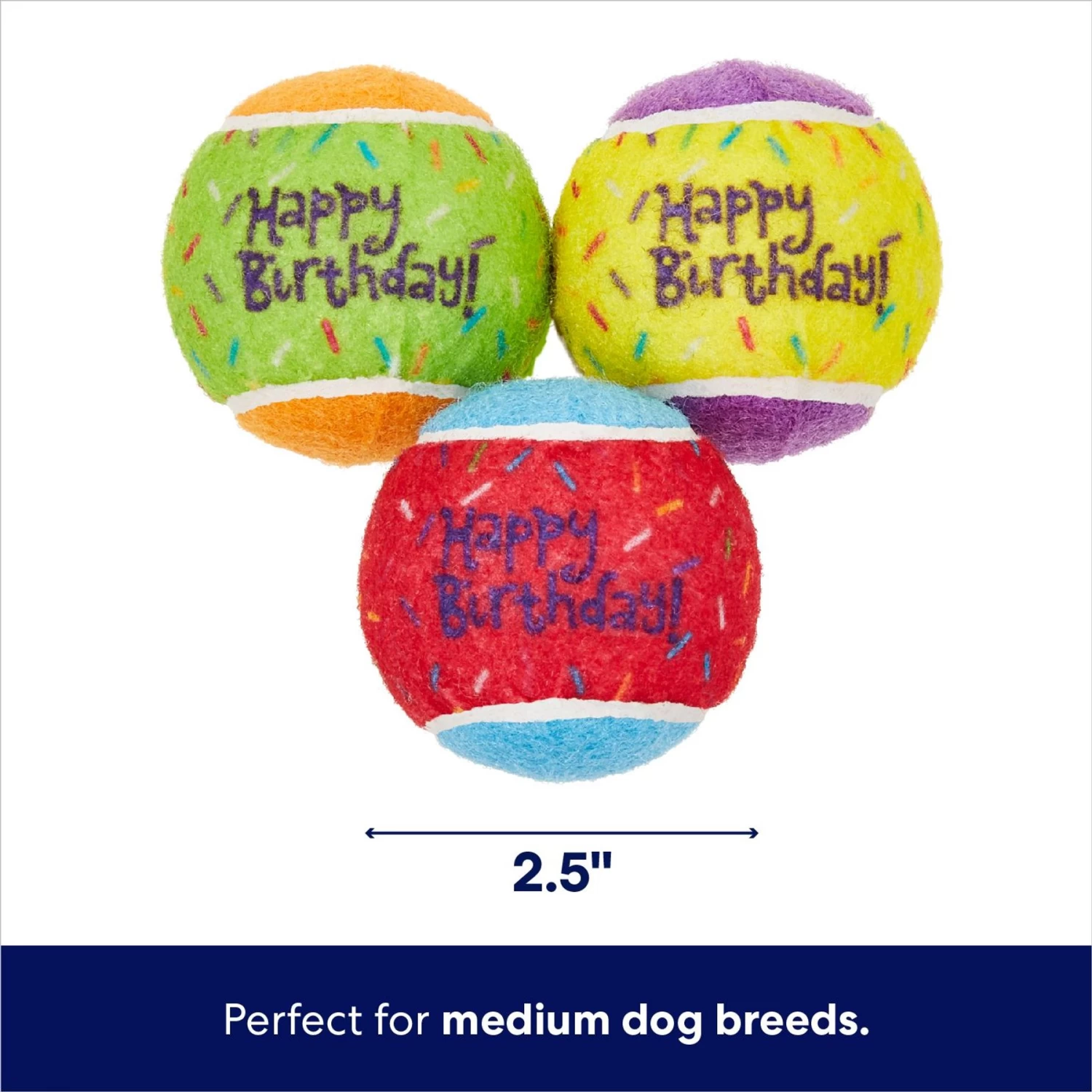 Frisco Birthday Fetch Squeaky Tennis Ball Dog Toy - Image 2