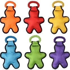 Multipet Cross-Ropes Tug 'O Man Squeaky Plush Dog Toy, Color Varies