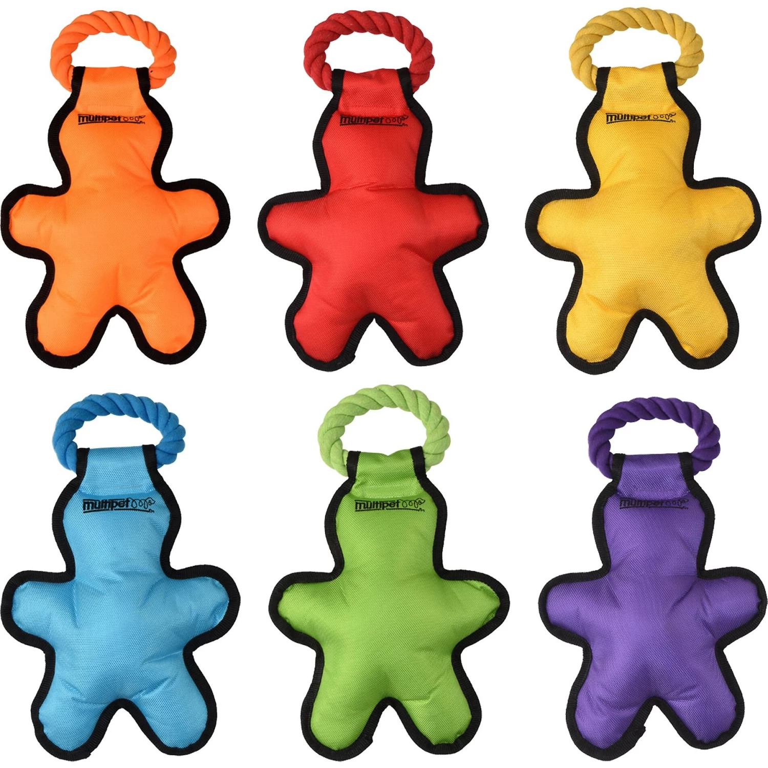 Multipet Cross-Ropes Tug 'O Man Squeaky Plush Dog Toy, Color Varies