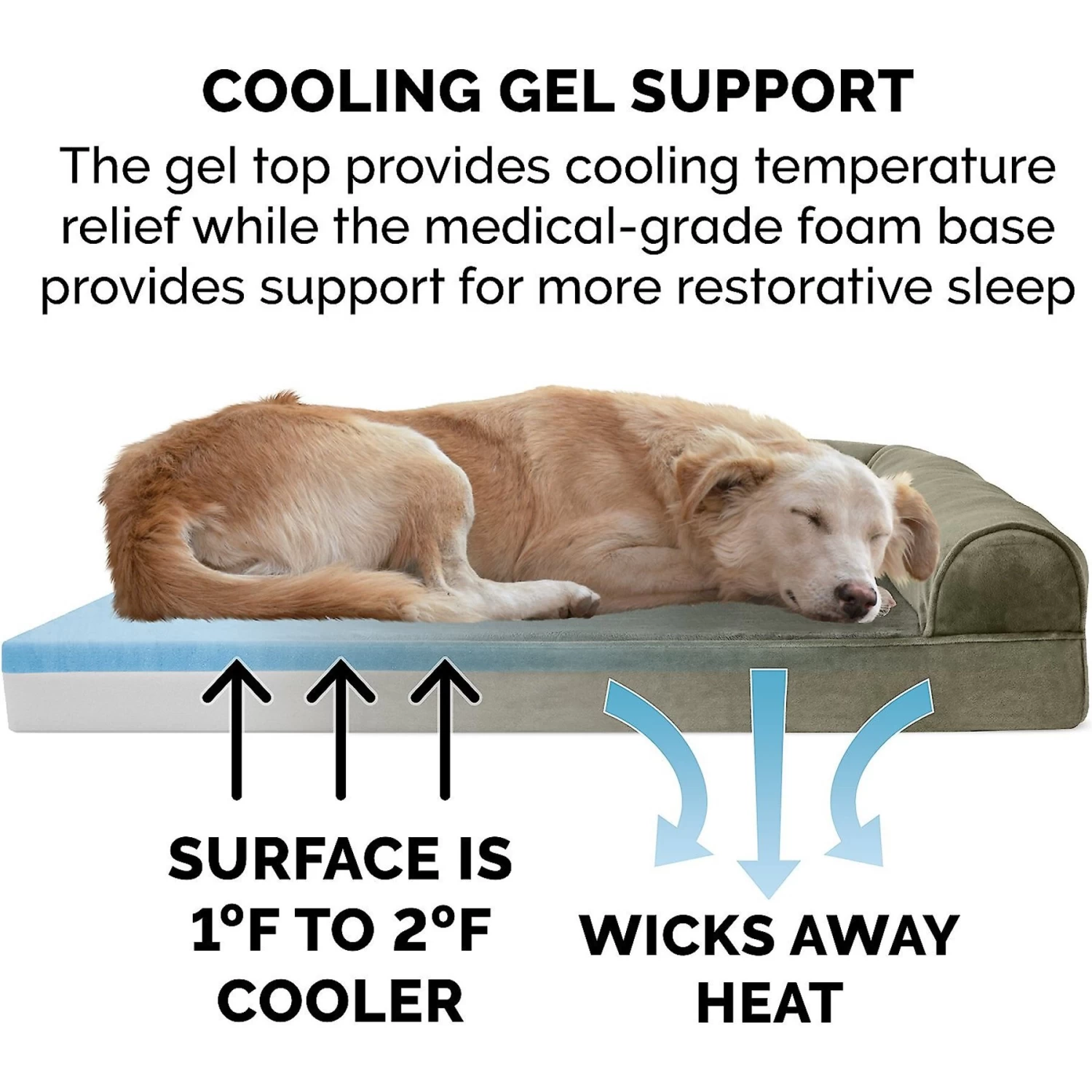 FurHaven Faux Fur Cooling Gel Bolster Cat & Dog Bed With Removable Cover - Image 8
