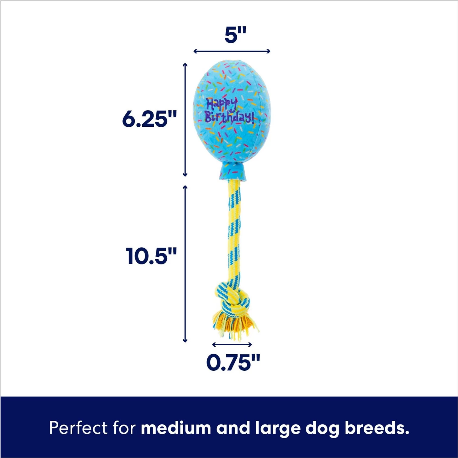 Frisco Birthday Balloon Plush With Rope Squeaky Dog Toy - Image 2