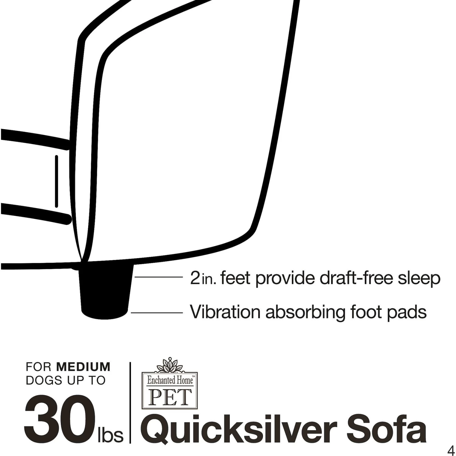 Enchanted Home Pet Quicksilver Sofa Cat & Dog Bed With Removable Cover, Medium, Silver - Image 5