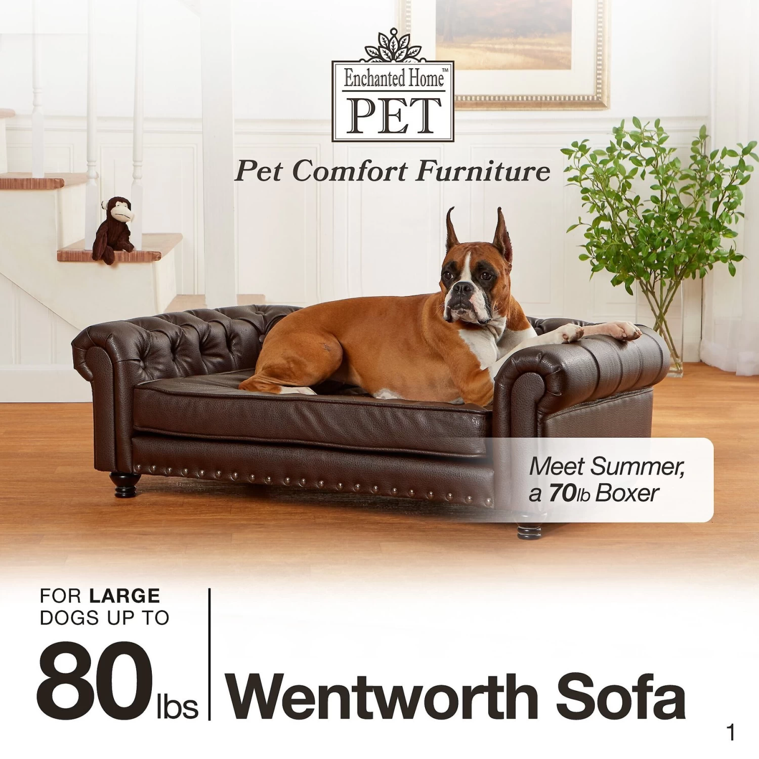 Enchanted Home Pet Wentworth Sofa Dog Bed With Removable Cover, Large, Charcoal Grey - Image 5