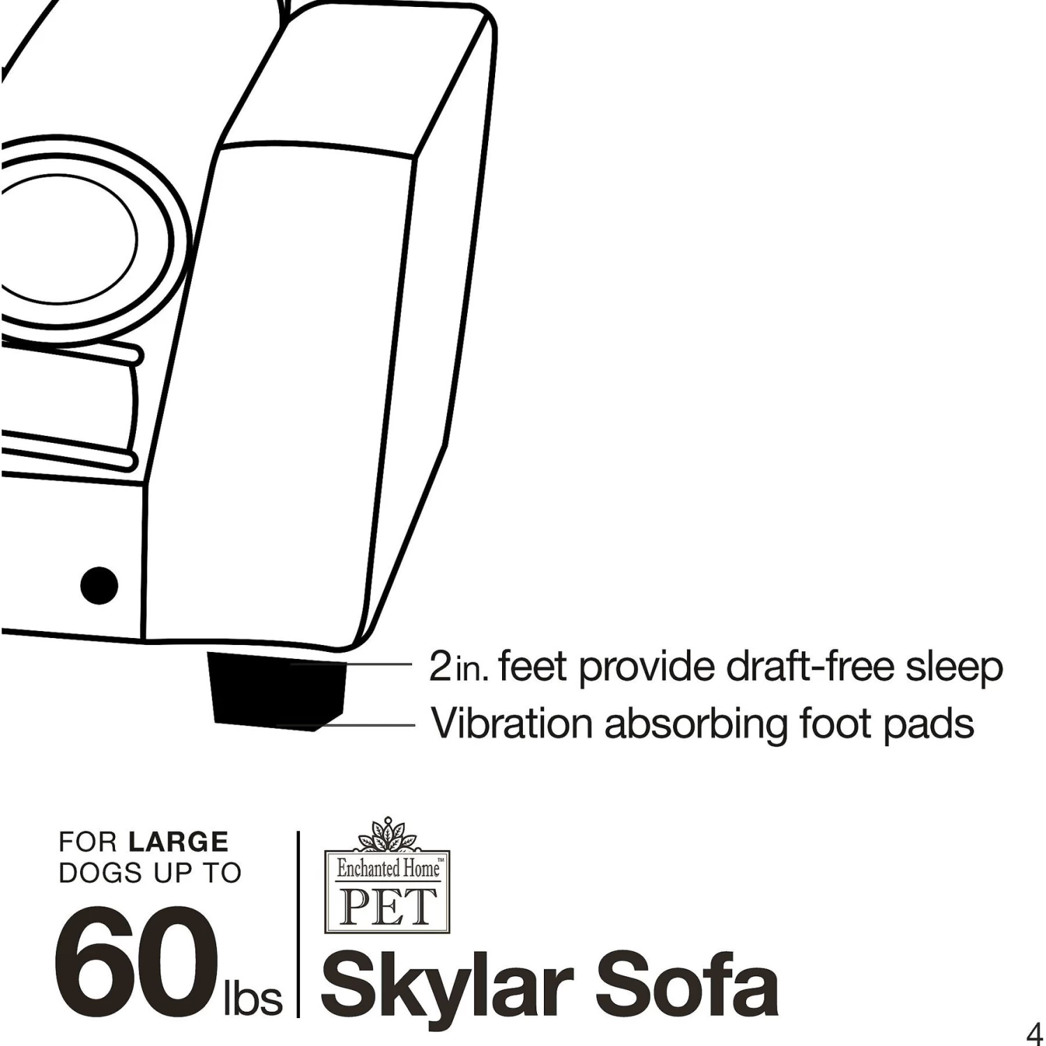 Enchanted Home Pet Skylar Sofa Dog Bed With Removable Cover, Large - Image 8