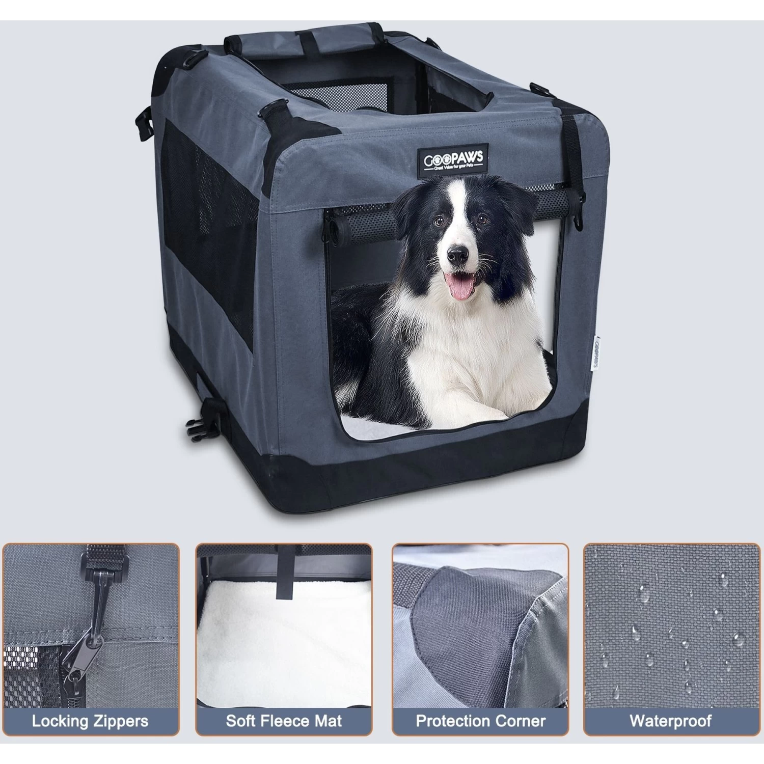 Jespet 3-Door Collapsible Soft-Sided Dog Crate - Image 3