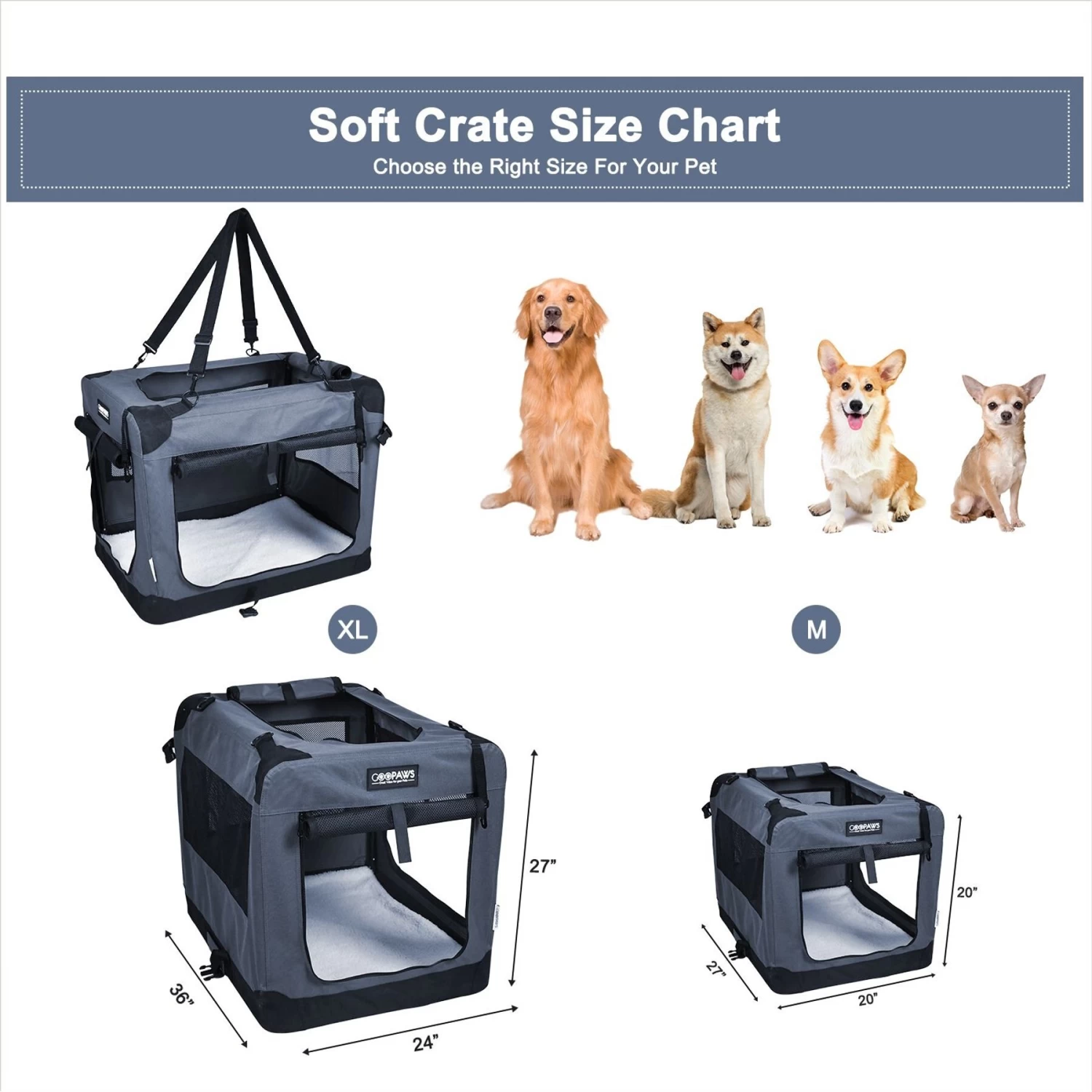 Jespet 3-Door Collapsible Soft-Sided Dog Crate - Image 4