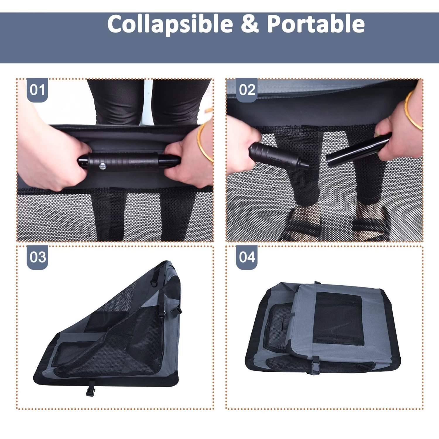 Jespet 3-Door Collapsible Soft-Sided Dog Crate - Image 5