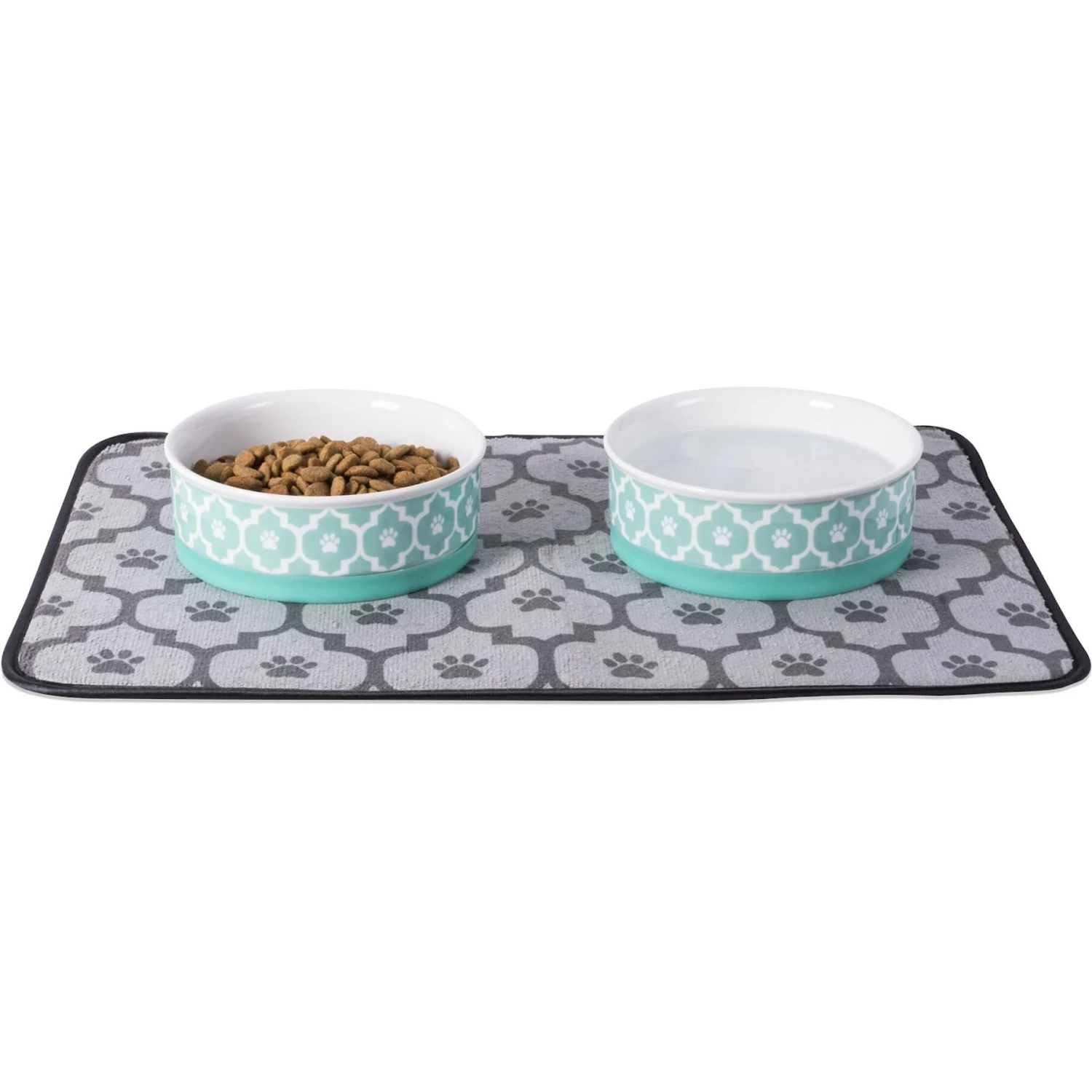 Bone Dry Paw Lattice Print Non-Skid Ceramic Dog & Cat Bowl Set - Image 3