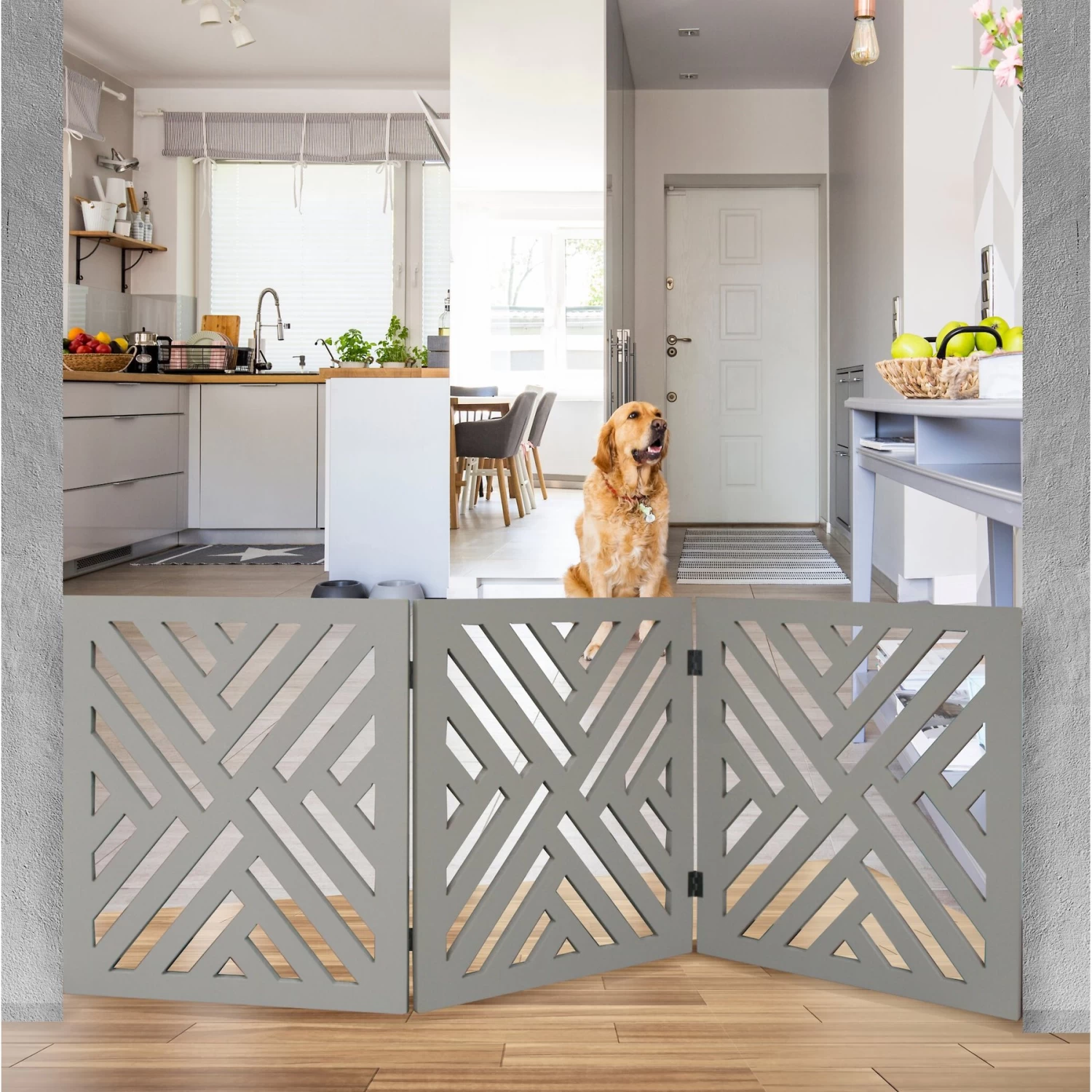 Etna Wood Lattice Design Pet Gate - Image 5