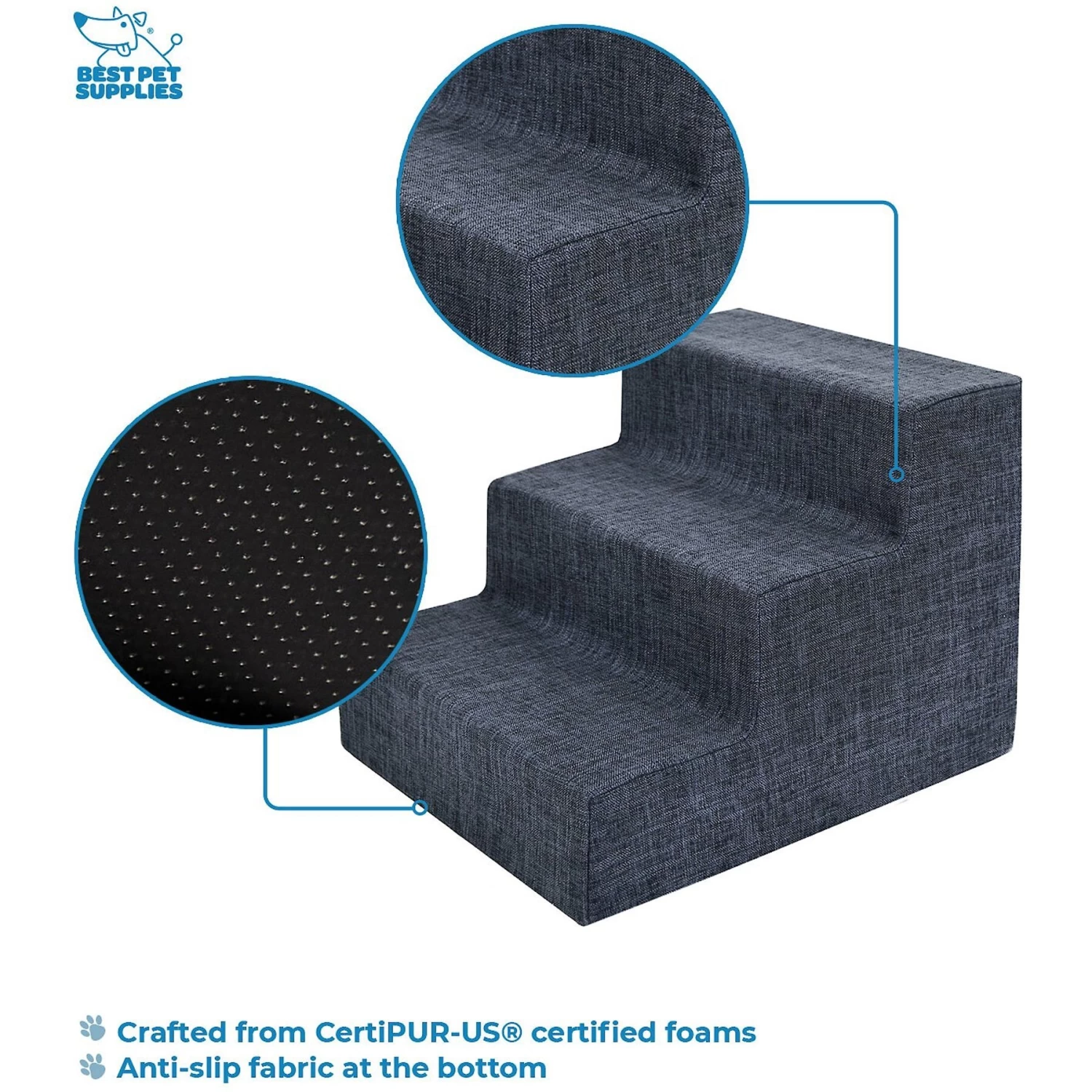 Best Pet Supplies Linen & Foam Cat & Dog Stairs - Image 3