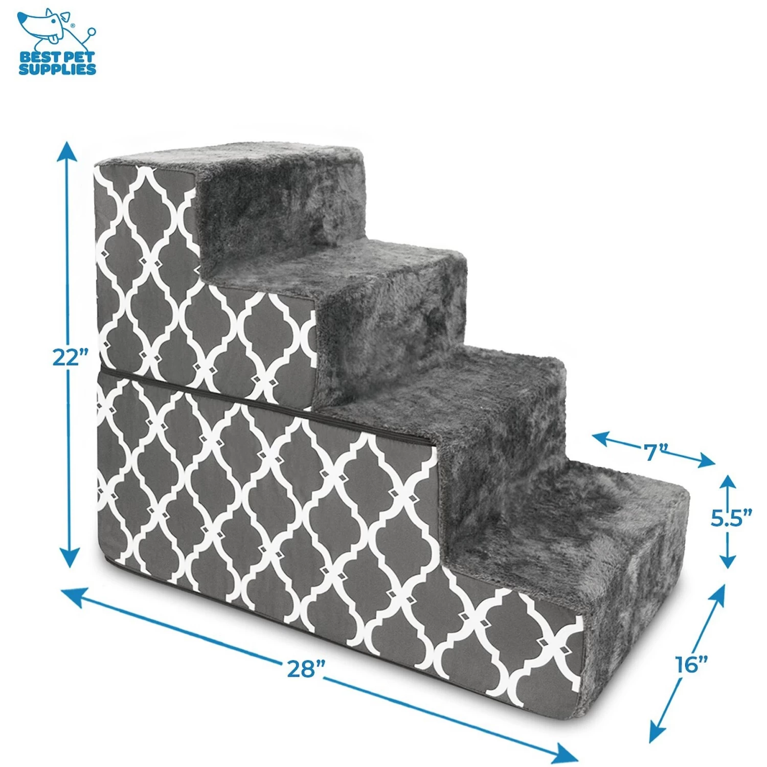 Best Pet Supplies Lattice Print Foldable Foam Cat & Dog Stairs - Image 2