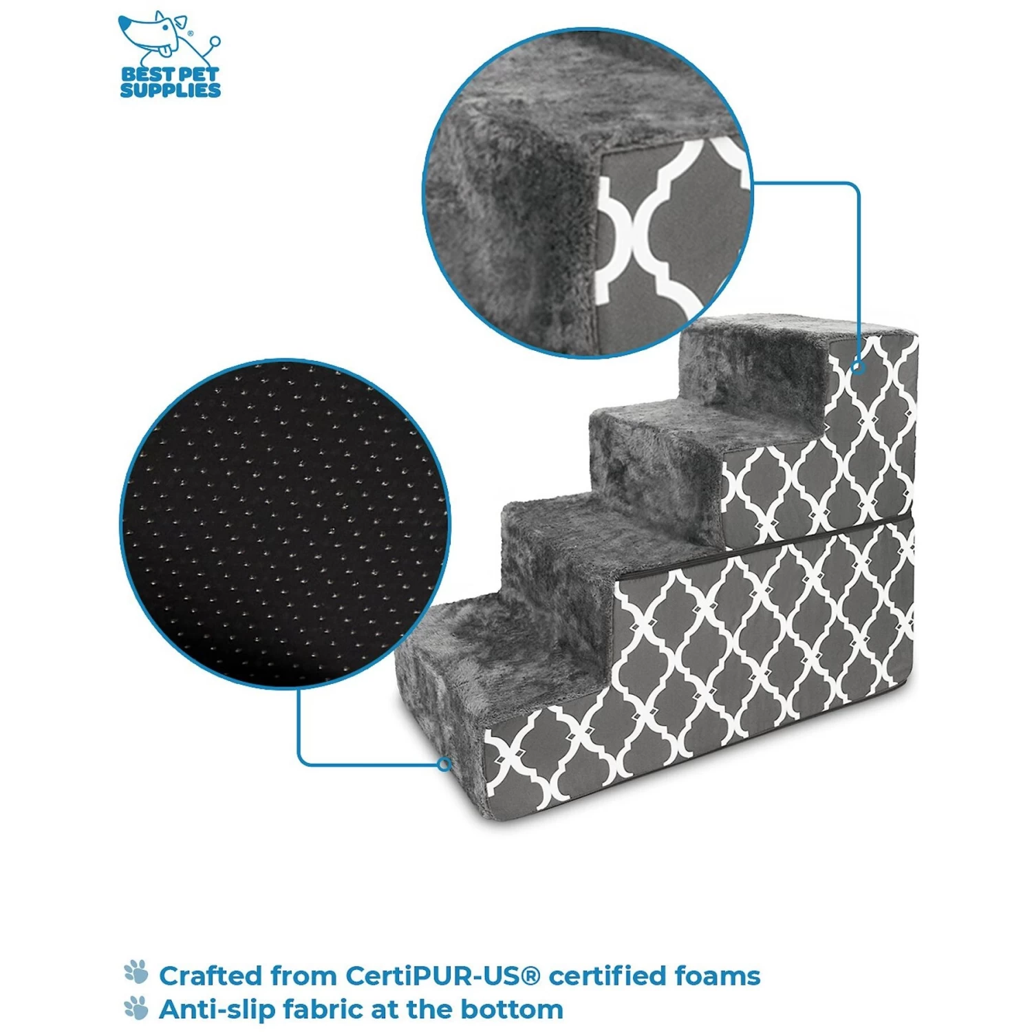 Best Pet Supplies Lattice Print Foldable Foam Cat & Dog Stairs - Image 3