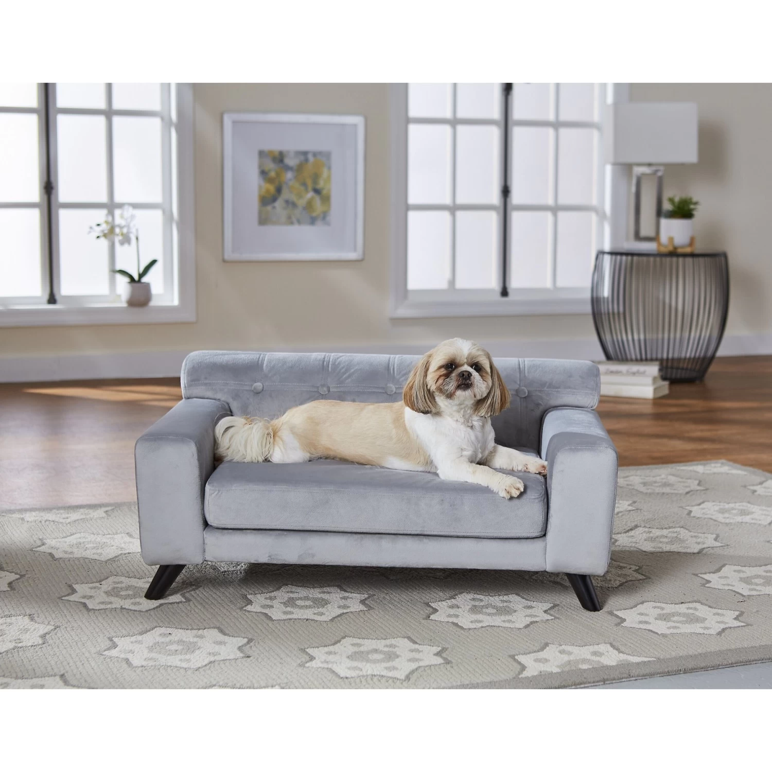 Enchanted Home Pet Mason Sofa Dog Bed With Removable Cover, Grey, Medium - Image 3