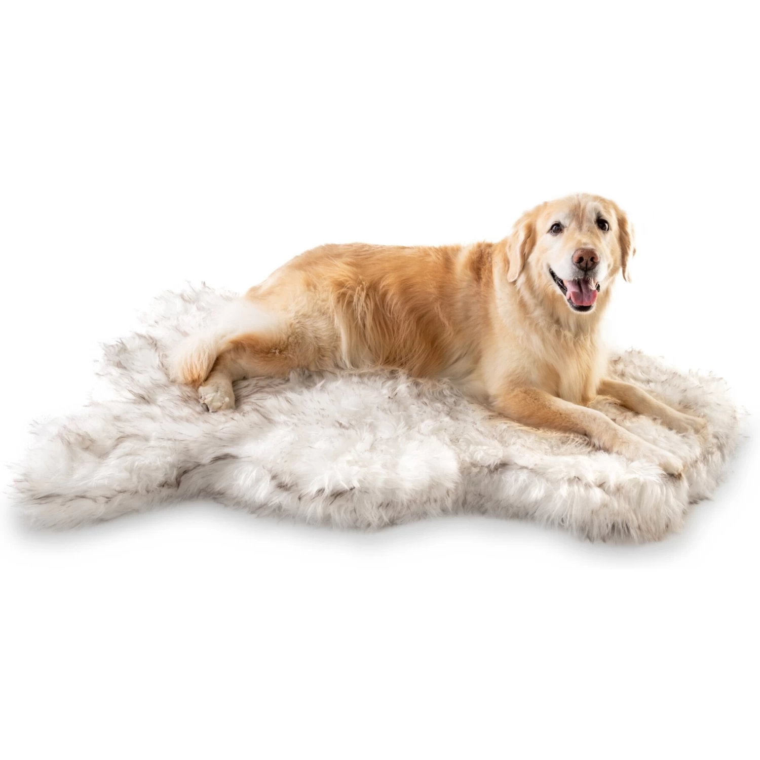 PawBrands PupRug Faux Fur Curve Orthopedic Pillow Dog Bed With Removable Cover, White - Image 2