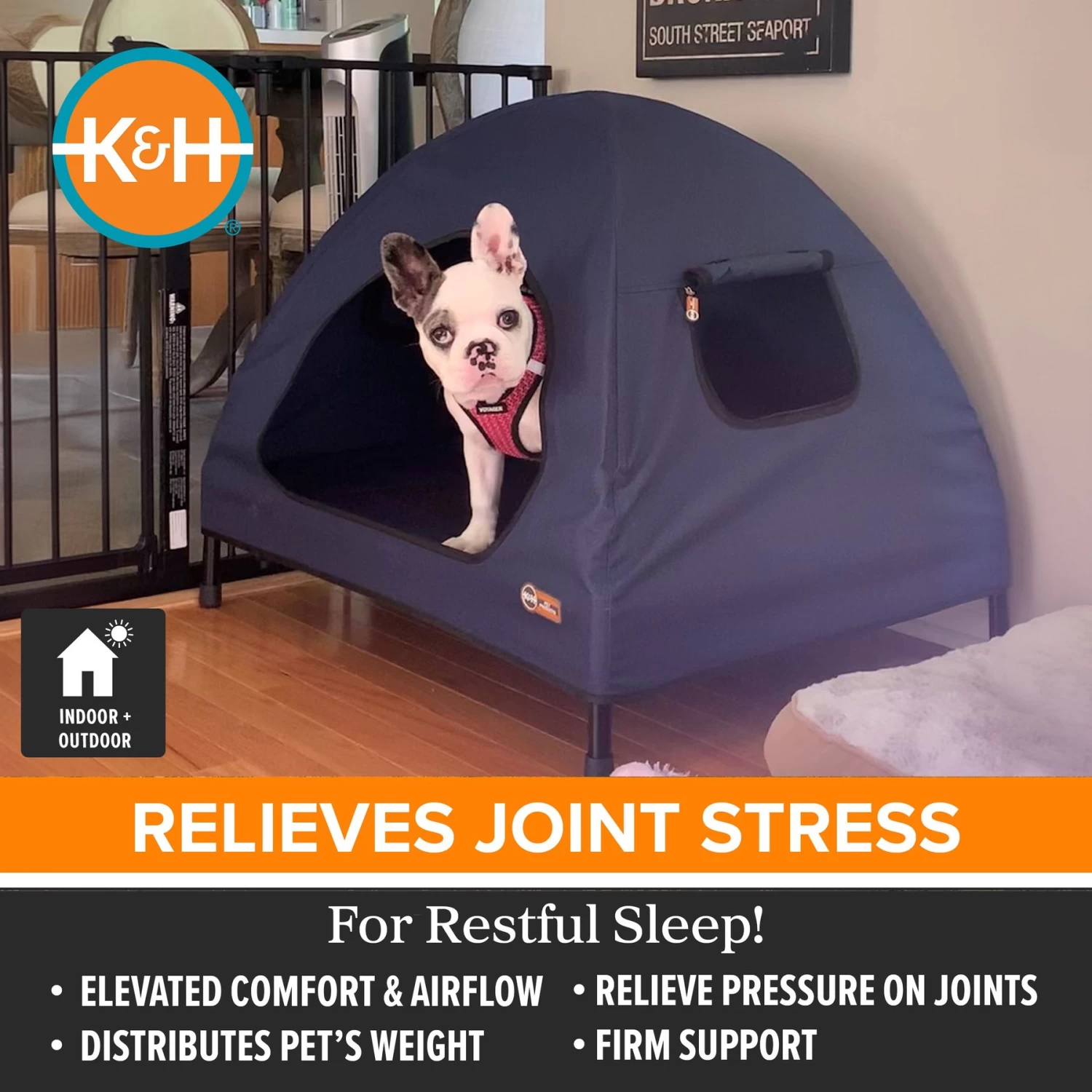 K&H Pet Products Original Indoor/Outdoor Covered Elevated Dog Bed, Navy Blue - Image 3