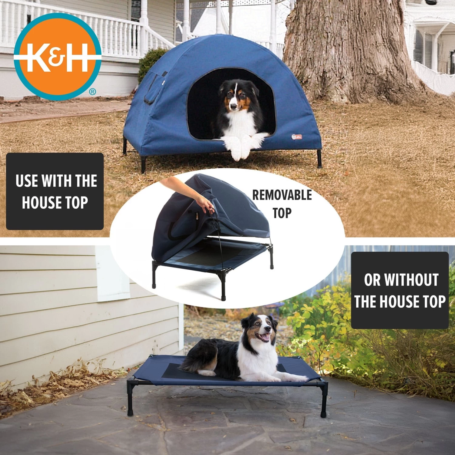 K&H Pet Products Original Indoor/Outdoor Covered Elevated Dog Bed, Navy Blue - Image 5