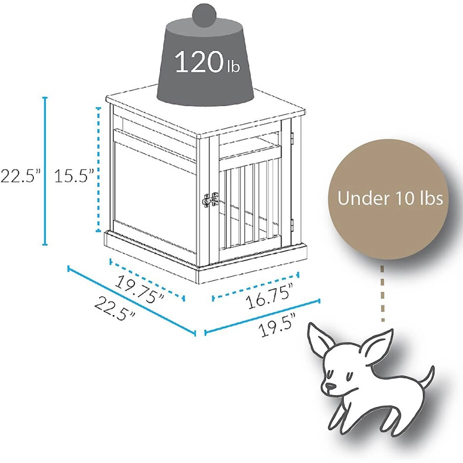 Casual Home Chappy Single Door Furniture Style Dog Crate & Wood Slats - Image 3