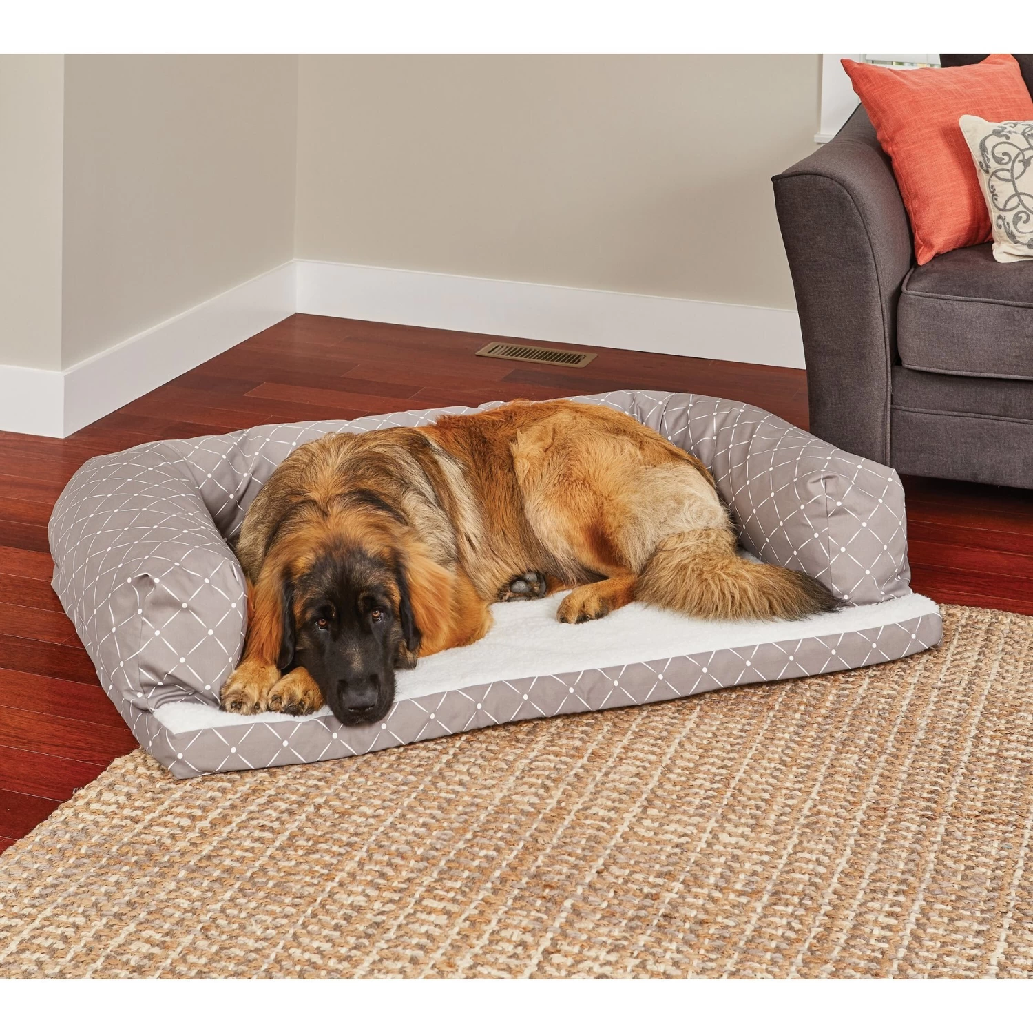 MidWest QuietTime Couture Hampton Orthopedic Bolster Dog Bed With Removable Cover - Image 2