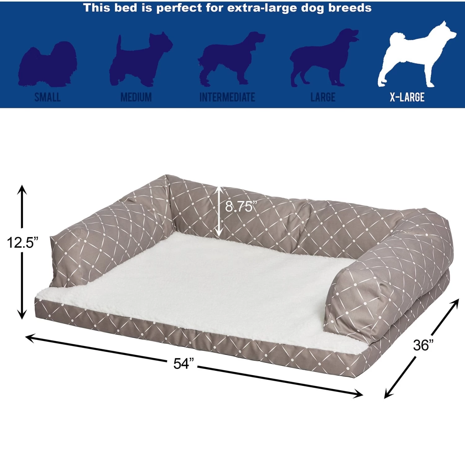 MidWest QuietTime Couture Hampton Orthopedic Bolster Dog Bed With Removable Cover - Image 3
