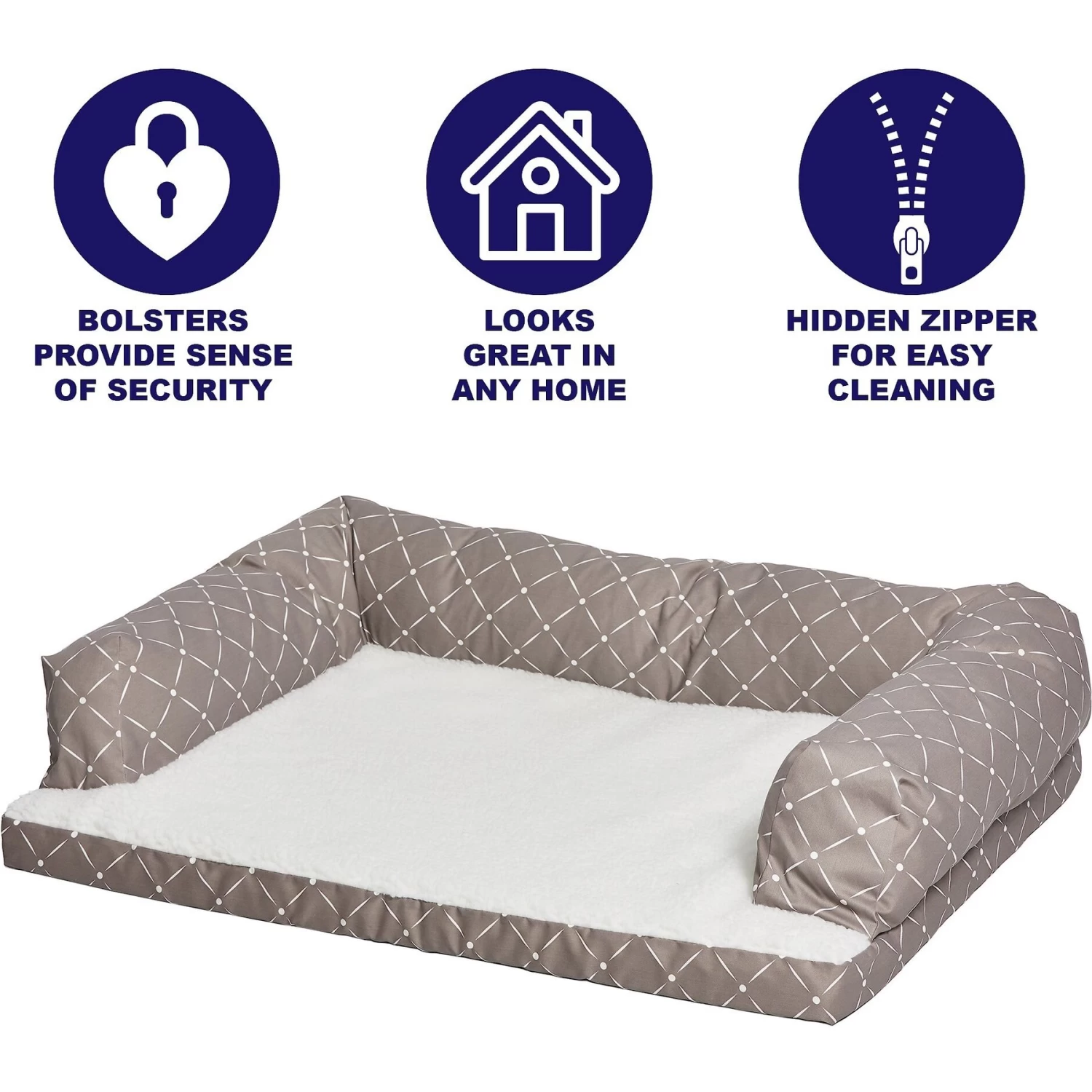 MidWest QuietTime Couture Hampton Orthopedic Bolster Dog Bed With Removable Cover - Image 4