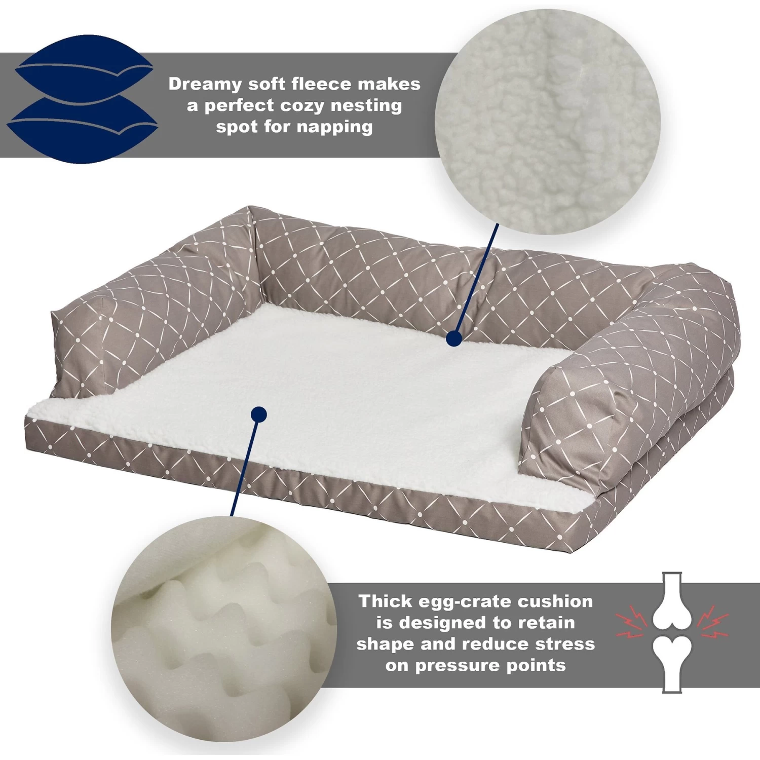 MidWest QuietTime Couture Hampton Orthopedic Bolster Dog Bed With Removable Cover - Image 5