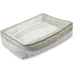 Pup IQ Vegan Fur Lounger Bolster Dog Bed, Lynx