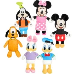 Disney Mickey & Friends Plush Squeaky Dog Toy, 6 Count