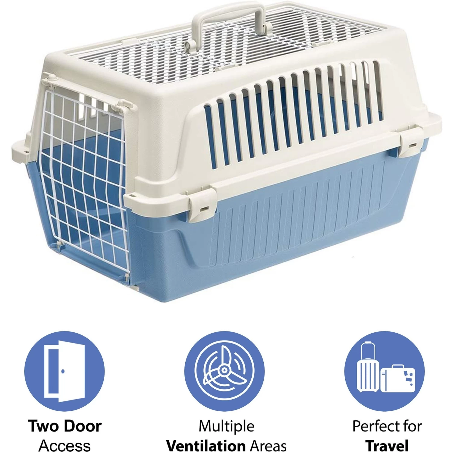 Ferplast ATLAS Two Door Top Load Plastic Dog & Cat Carrier - Image 2