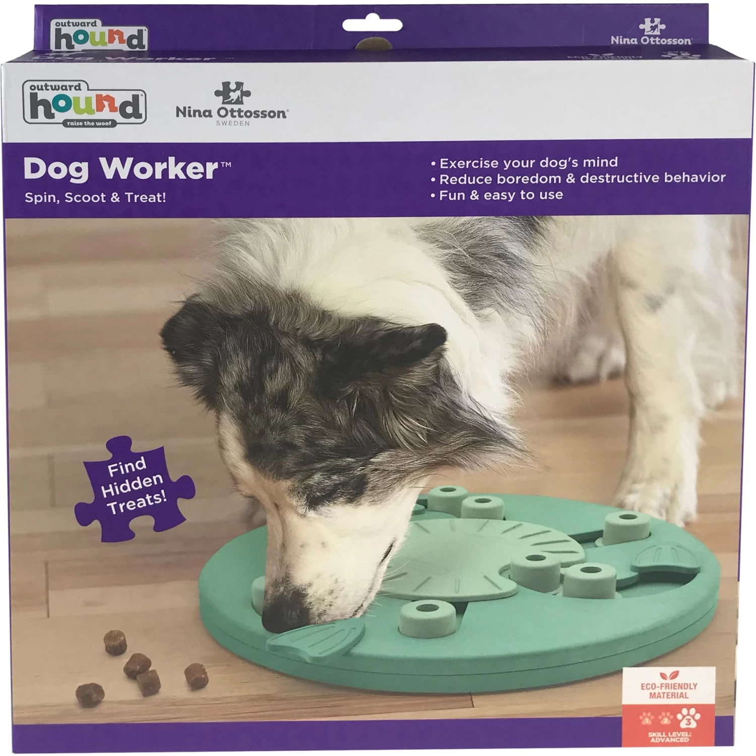 Nina Ottosson By Outward Hound Dog Worker Green Interactive Treat Puzzle Dog Toy - Image 7