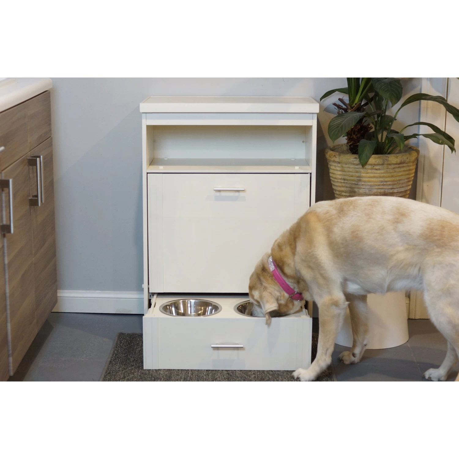 New Age Pet Dog Food Pantry W/ Double Bowl - Image 2