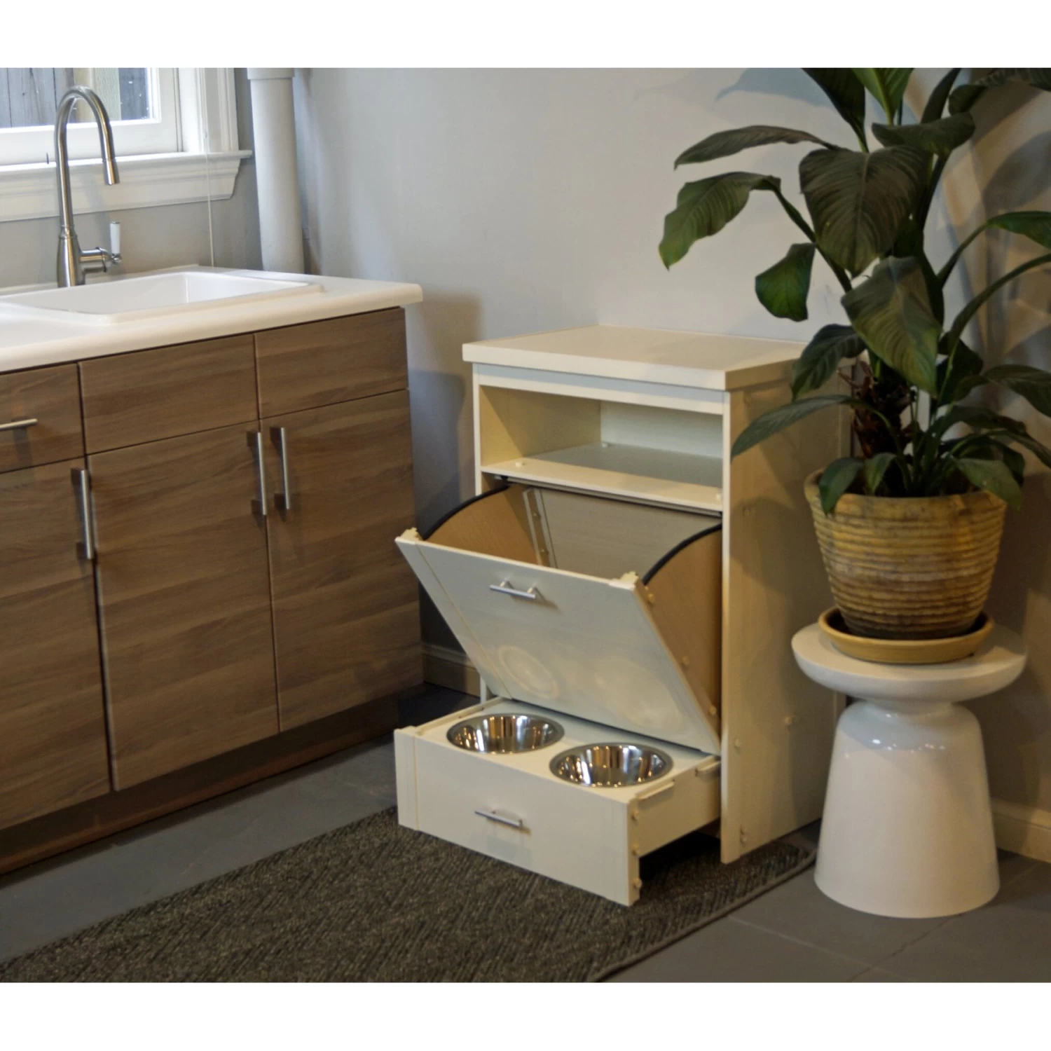 New Age Pet Dog Food Pantry W/ Double Bowl - Image 7