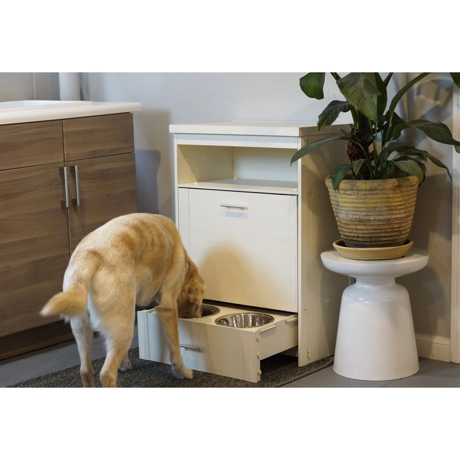 New Age Pet Dog Food Pantry W/ Double Bowl - Image 8