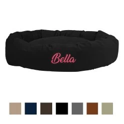 Majestic Pet Suede Personalized Bagel Cat & Dog Bed