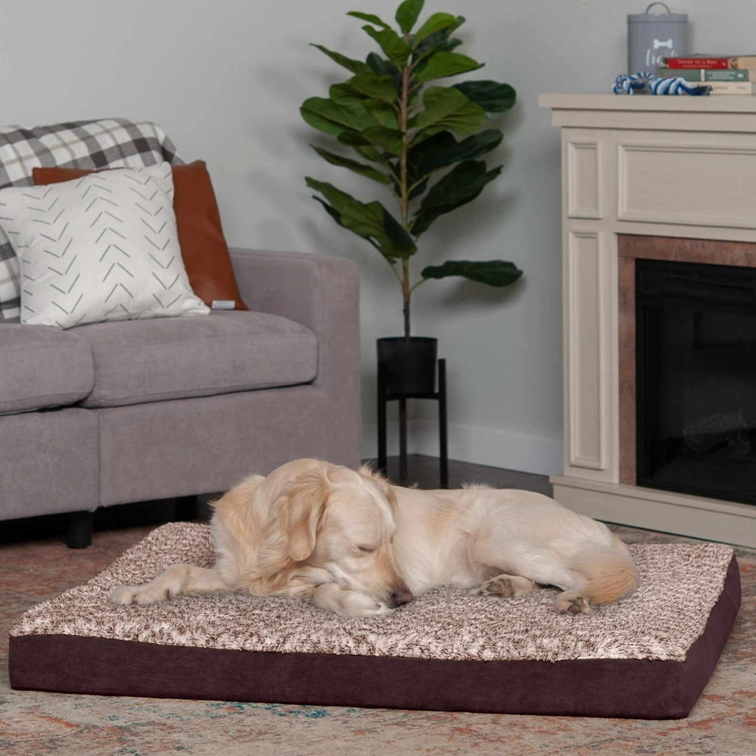 FurHaven Faux Fur & Suede Deluxe Cooling Gel Dog & Cat Mattress