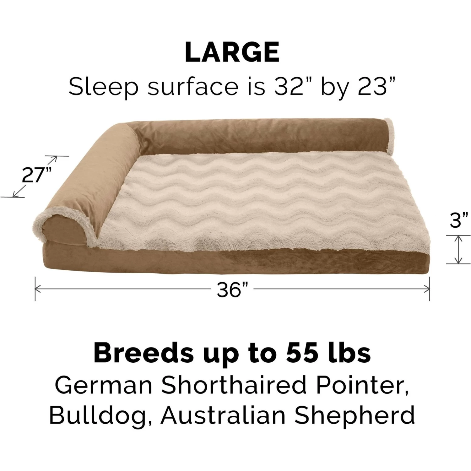 FurHaven Wave Fur & Velvet Orthopedic Deluxe Chaise Dog & Cat Bed - Image 5