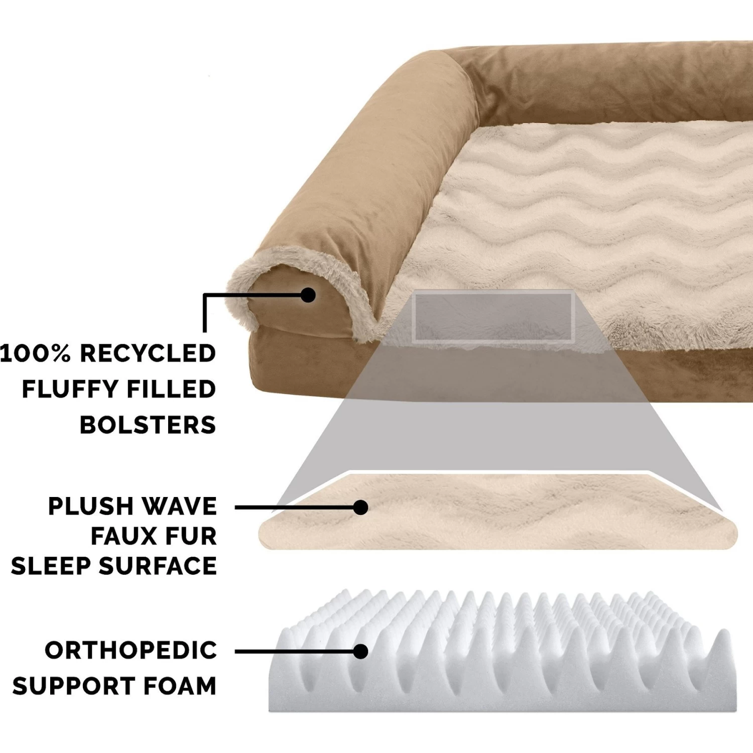 FurHaven Wave Fur & Velvet Orthopedic Deluxe Chaise Dog & Cat Bed - Image 6