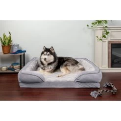 FurHaven Velvet Waves Perfect Comfort Memory Foam Bolster Cat & Dog Bed With Removable Cover