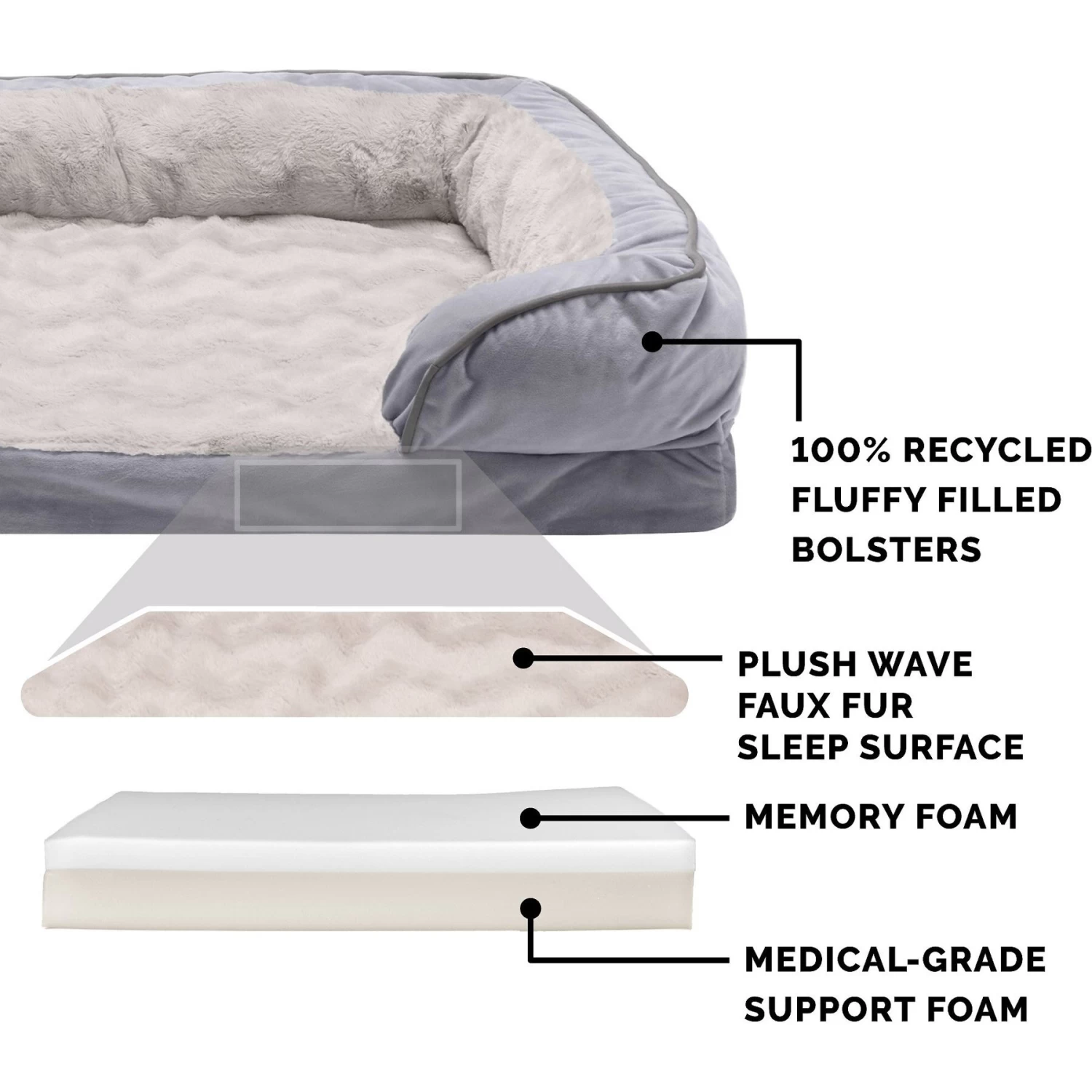 FurHaven Velvet Waves Perfect Comfort Memory Foam Bolster Cat & Dog Bed With Removable Cover - Image 6