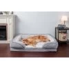 FurHaven Velvet Waves Perfect Comfort Cooling Gel Bolster Cat & Dog Bed With Removable Cover