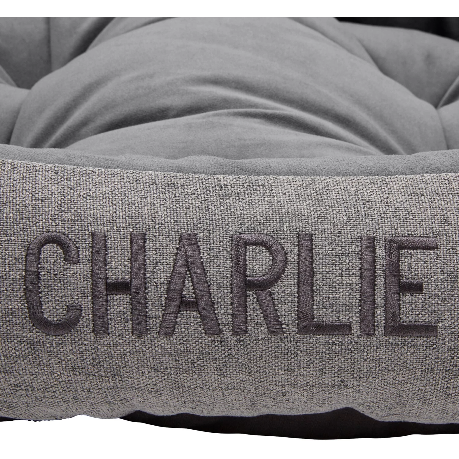 Frisco Rectangular Personalized Bolster Dog Bed W/Removable Cover, Dark Gray, X-Large - Image 4