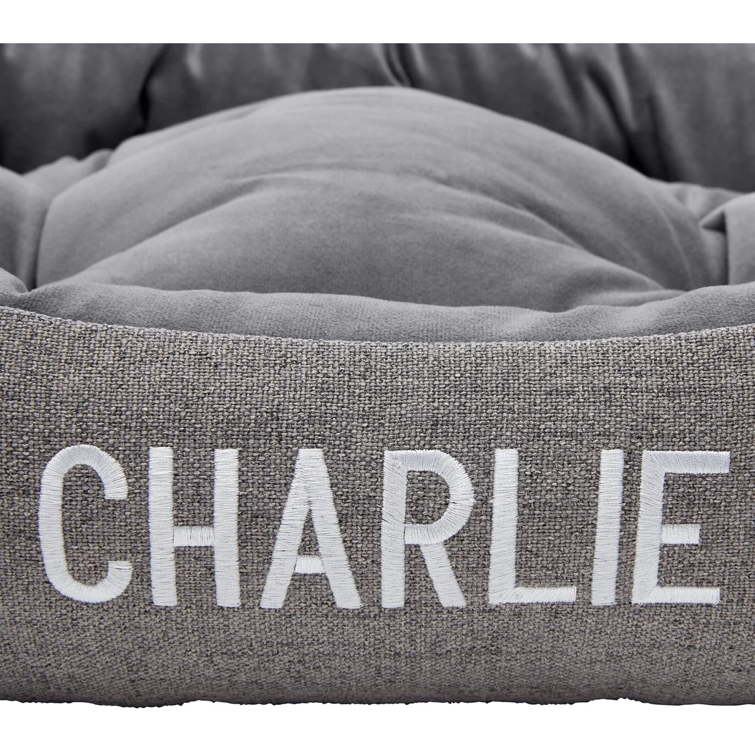 Frisco Rectangular Personalized Bolster Dog Bed W/Removable Cover, Dark Gray, X-Large - Image 5