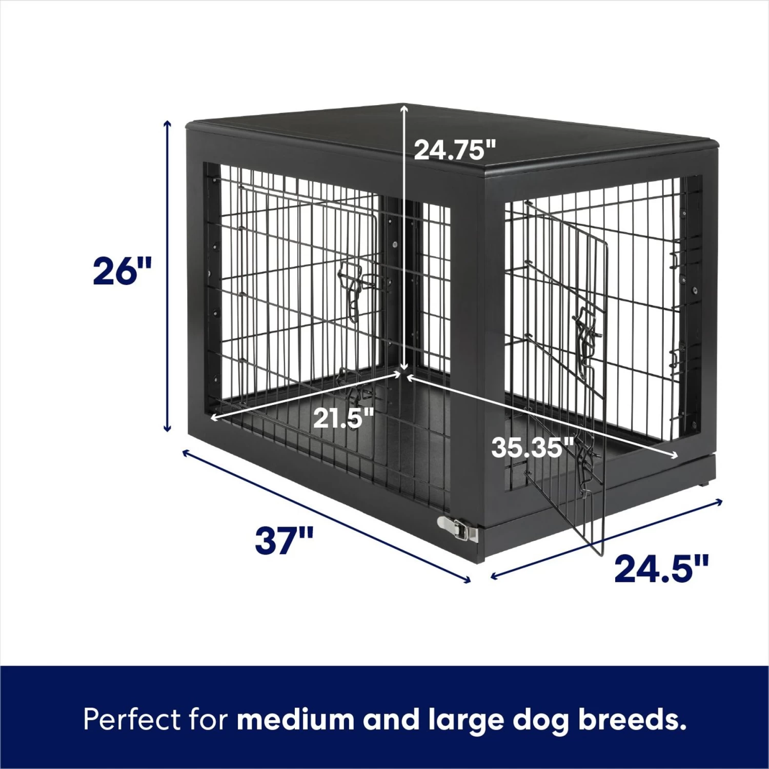 Frisco Double Door Furniture Style Dog Crate, Black - Image 2