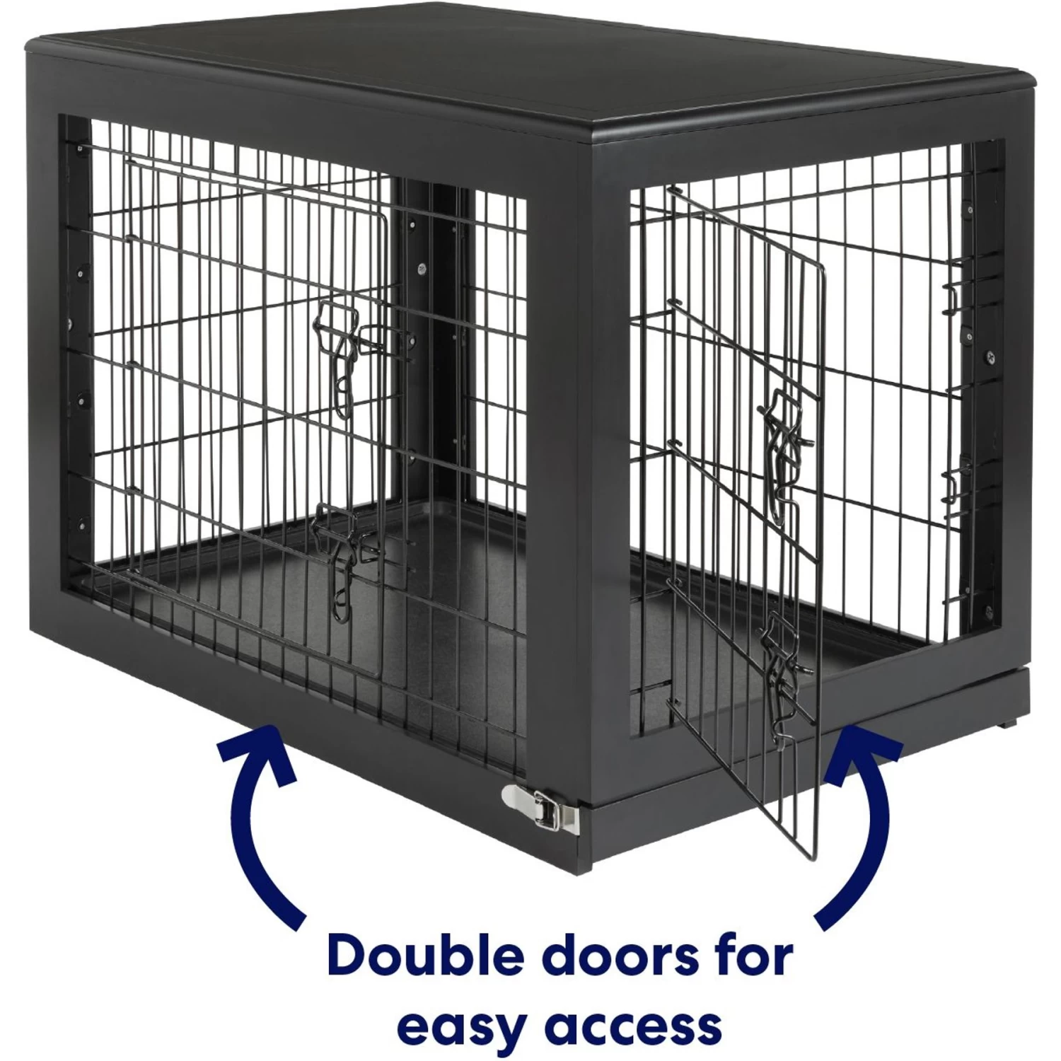 Frisco Double Door Furniture Style Dog Crate, Black - Image 3